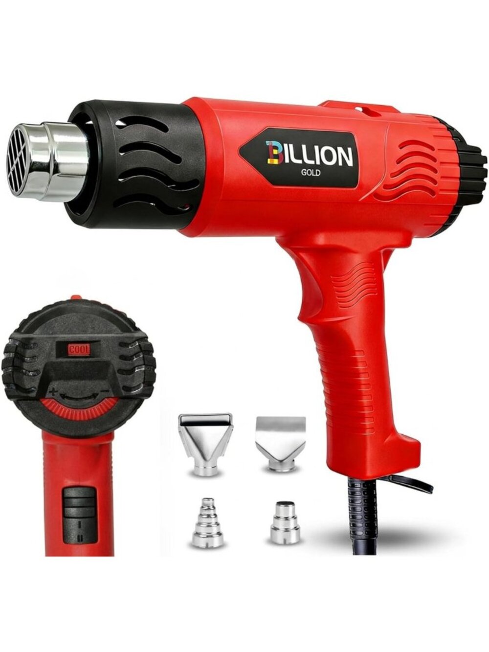 Heavy Duty 1800W Heat Gun with 3D Grip, Adjustable Temp 120℉-1200℉, DIY Tool